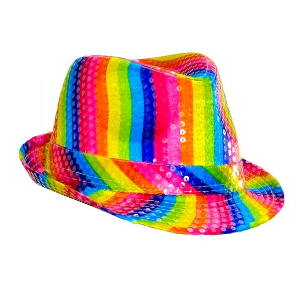 Regenbogen Fedora Pailletten, - Widmann