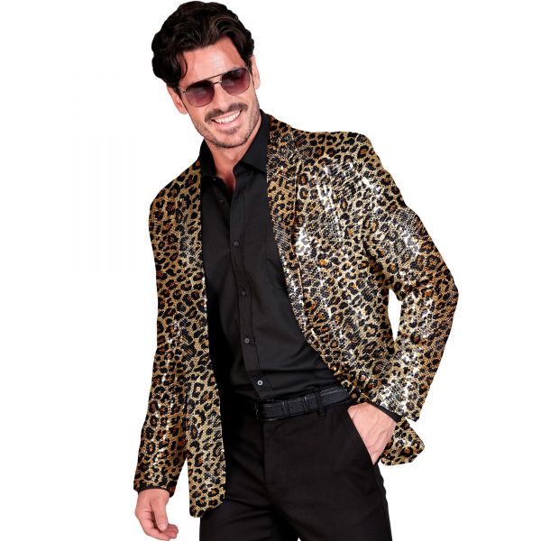 Party Fashion Jackett (Pailletten Jackett in Leopardenmuster), XXL - Widmann
