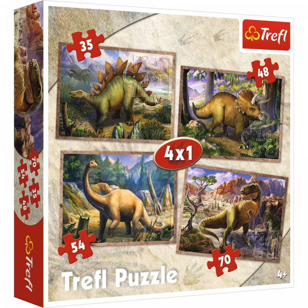 Trefl Puzzle Die Dinosaurier 4 in 1 (35, 48, 54, 70) - Trefl
