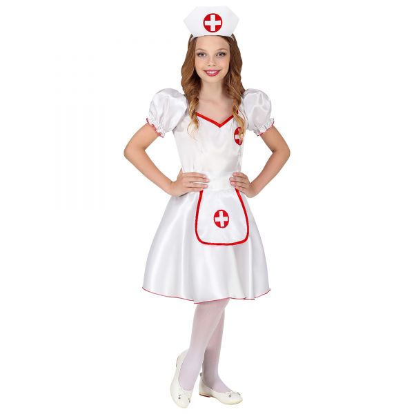 Krankenschwester (Kleid, Haube Auf Haarreif), 128 cm / 5-7 Jahre - Widmann