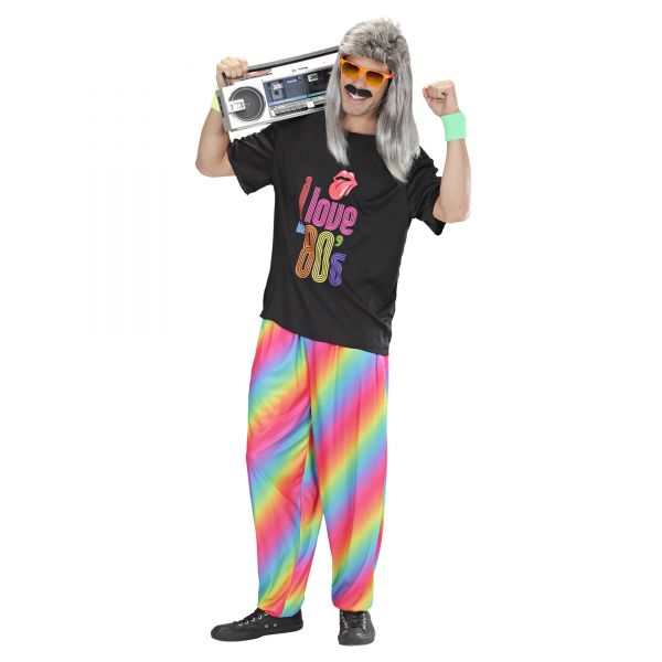Hose 80er Jahre - Regenbogen, M/L - Widmann
