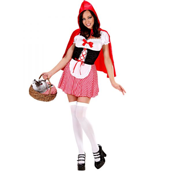 Rotkäppchen (Kleid mit Unterrock, Korsett, Schürze, Umhang mit Kapuze), L - Widmann