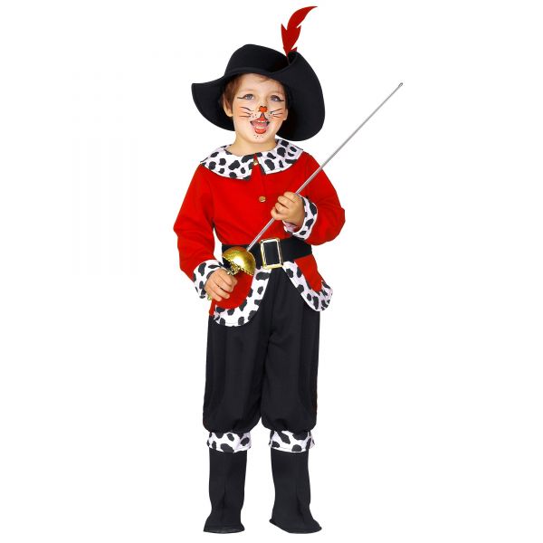 Gestiefelter Kater (Jacke, Hose, Gürtel, Überstiefel, Hut), 110 cm / 3-4 Jahre - Widmann