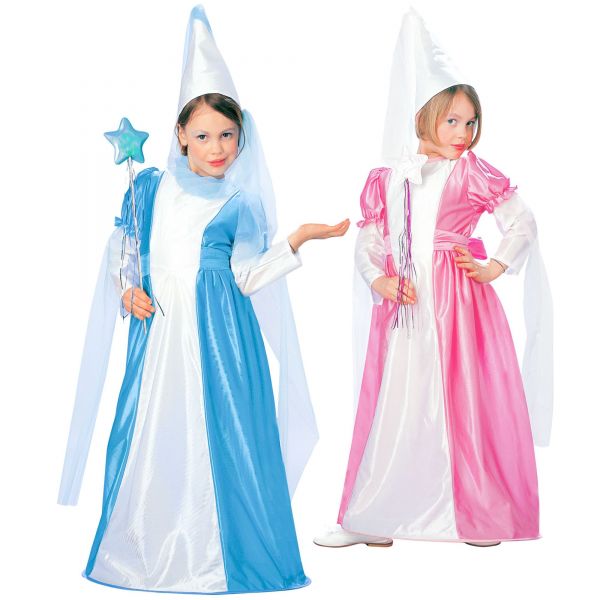 Kleine Fee Sort. Rosa und Türkis (Kleid mit Petticoat, Gürtel, Hut mit Schleier), 128 cm / 5-7 Jahre - Widmann