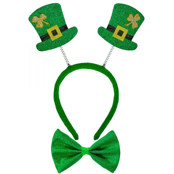 Set St. Patrick's Day (Haarreif mit Minizylinder & Fliege), - Widmann