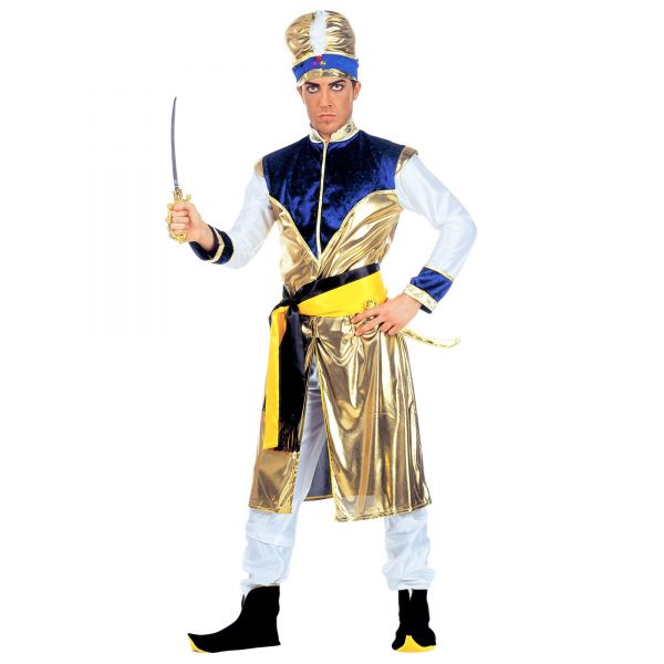 Maharadscha (Lange Kasack, Hose, Gürtel, Schuhüberzieher, Turban mit Edelsteinen), M - Widmann