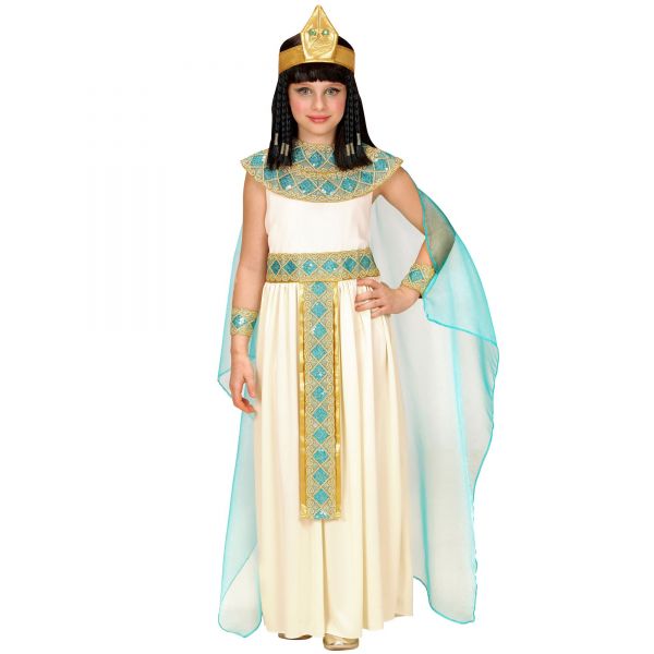 Cleopatra (Kleid mit Gürtel, Armbänder, Stirnband, Umhang), 128 cm / 5-7 Jahre - Widmann