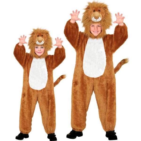 Löwe Soft Plüschkostüm (Overall mit Kapuze und Maske), 98 cm / 1-2 Jahre - Widmann