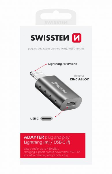 Swissten Adapter Lightning(M)/USB-C(F) - Swissten