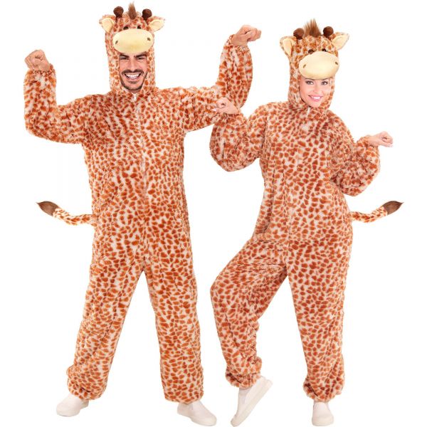 Giraffe Soft Plüschkostüm (Overall mit Kapuze und Maske), M - H 165 cm - Widmann