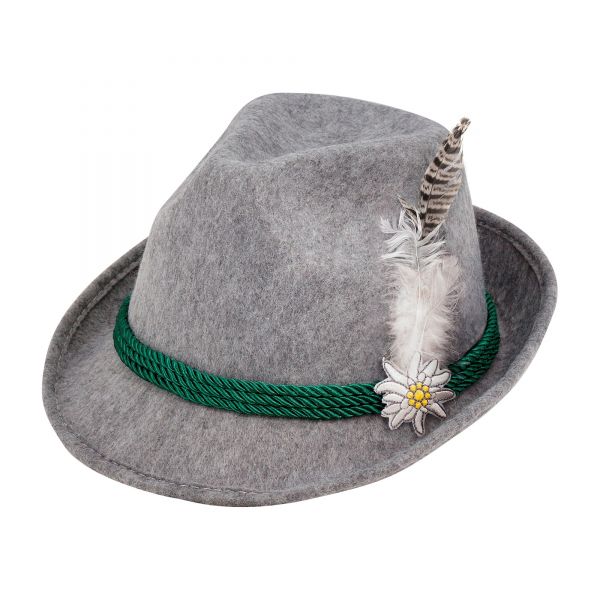 Bayerischer Hut mit Federn und Edelweiss aus Filz, - Widmann