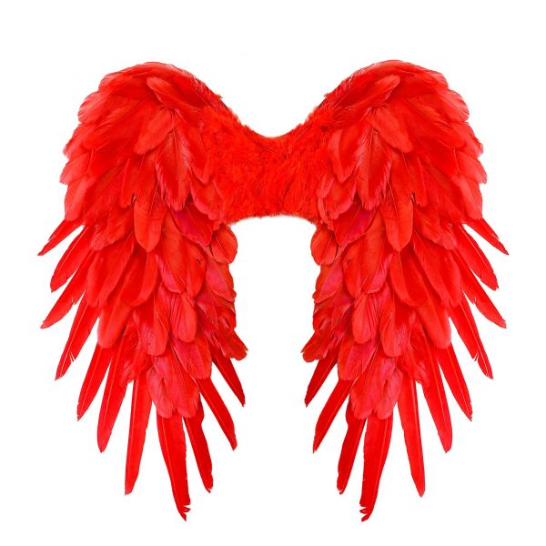 Rote Faltbare Federflügel 50X50 cm, - Widmann