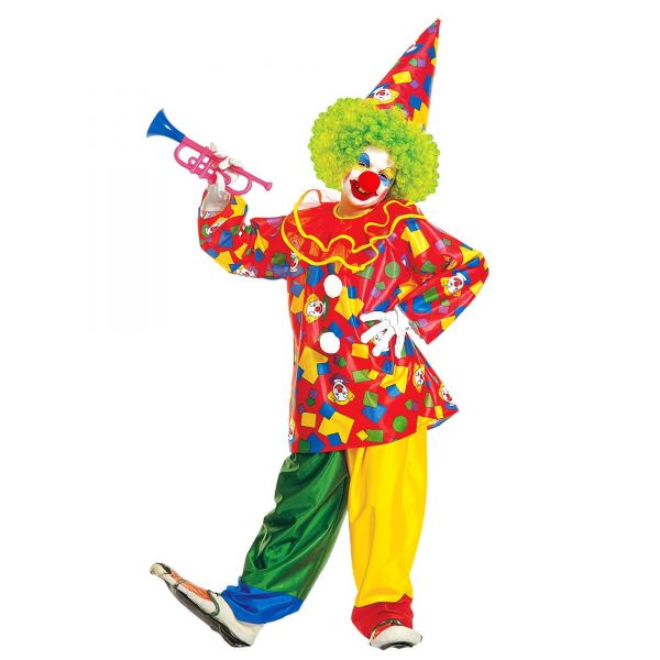 Funny Clown (Oberteil mit Kragen, Hose, Hut), 116 cm / 4-5 Jahre - Widmann