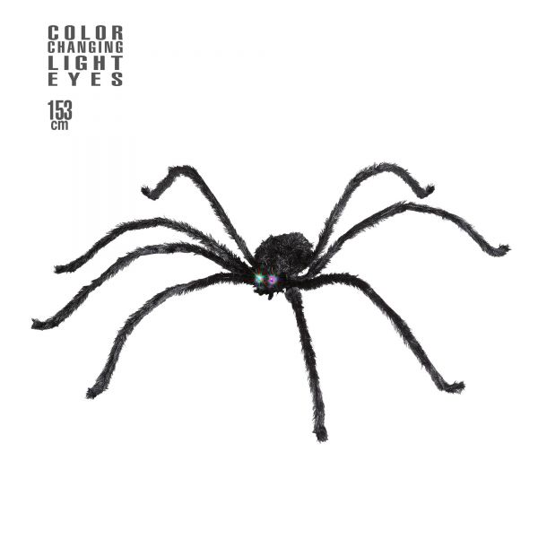 Riesen Spinne mit Leuchtenden Farbändernden Augen Biegbar - 153 cm, - Widmann