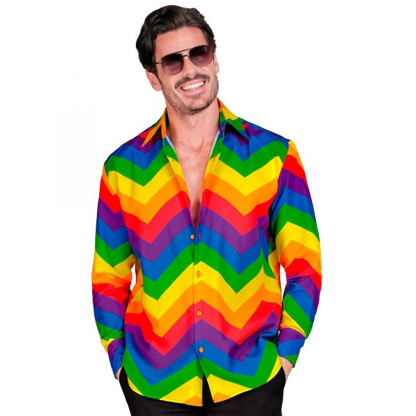 Regenbogen Party Fashion Hemd (Hemd), XXL - Widmann