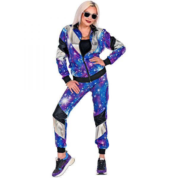 80er Jahre Disco Trainingsanzug (Oberteil, Hose), M - Widmann