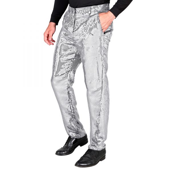 Party Fashion Hose (Paillettenhose Silber), XL - Widmann