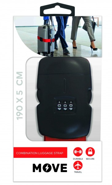 Move Combi Luggage Strap 190x5cm, Red - Move
