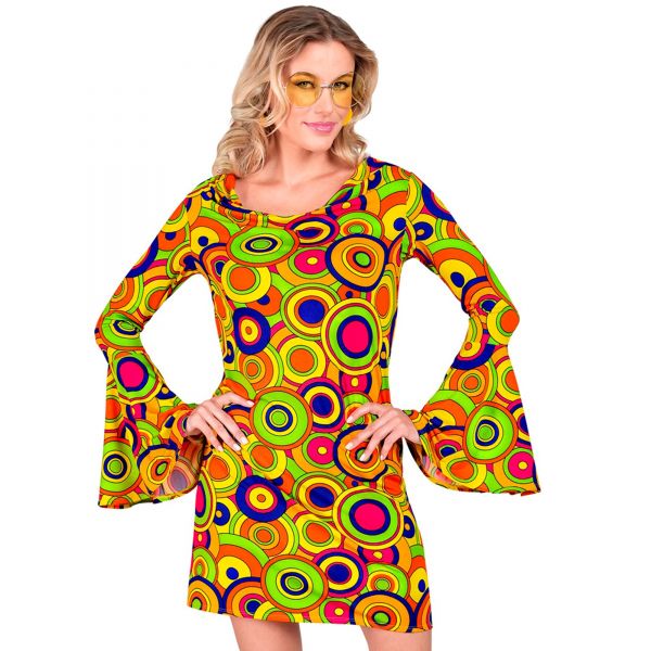 The 70s Groovy Style - Yellow Circles (Kleid), XS - Widmann