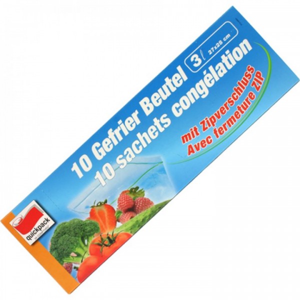 Gefrierbeutel 3l 10er m. Zipverschlussleiste - Quickpack