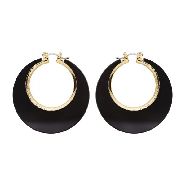 Schwarz-Goldene Disko Ohrringe, - Widmann