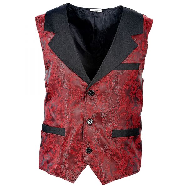 Weinrote Jacquard Retro Weste, XL - Widmann