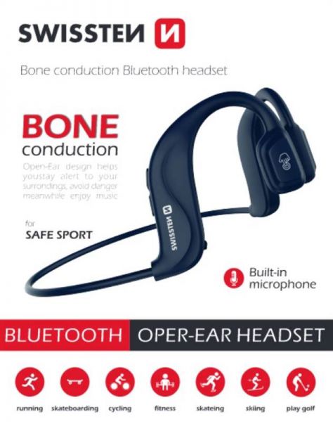 Swissten Bluetooth Earphones BONE CONDUCTION Grau - Swissten