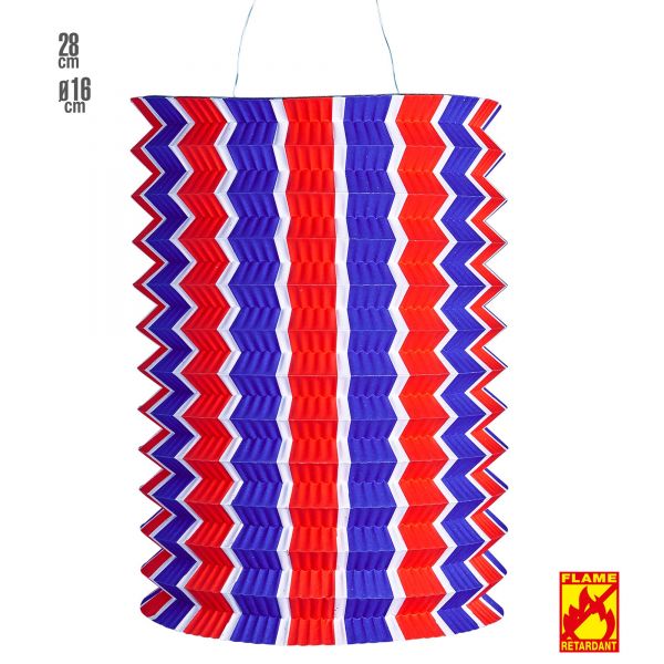 Blau-Weisse -Rot Gestreifte Laterne Ø 16 cm - 28Cm - Schwer Entflammbar, - Widmann