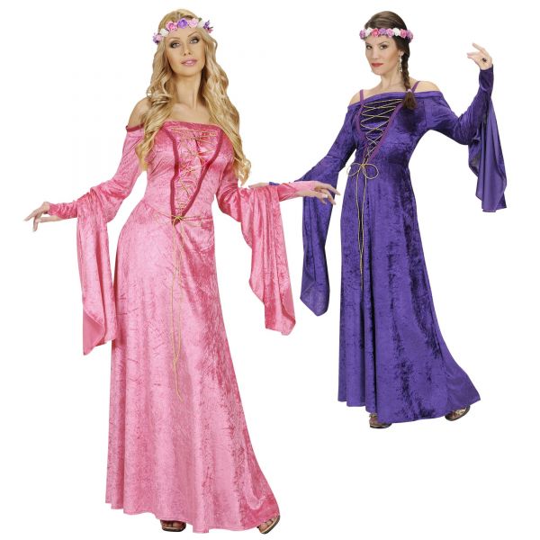 Mittelalter Mädchen aus Samt - in 2 Farben Sort. (Kleid, Kopfbedeckung), L - Widmann