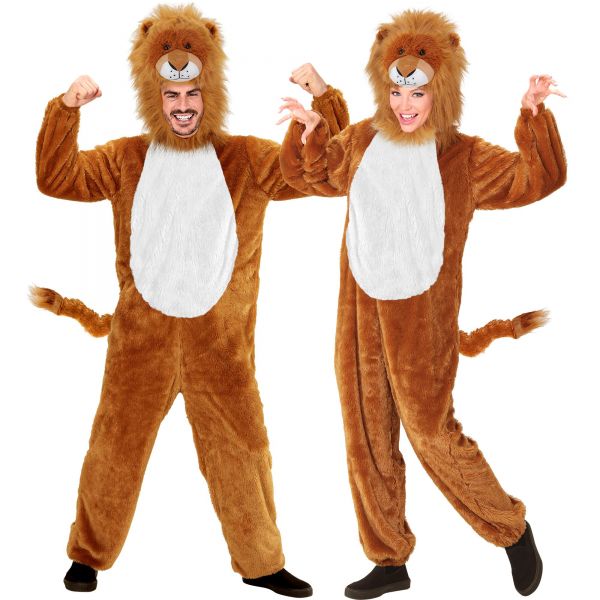 Loewe Soft Plüschkostüm (Overall mit Kapuze und Maske), M/L - H 175 cm - Widmann