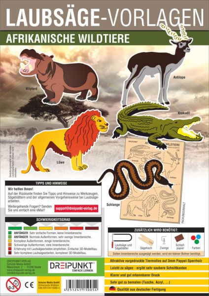 Laubsäge-Vorlagen Afrikanische Wildtiere: Für sechs afrikanische Wildtiere aus hochwertigem 3mm Papp - Dreipunkt Verlag,...