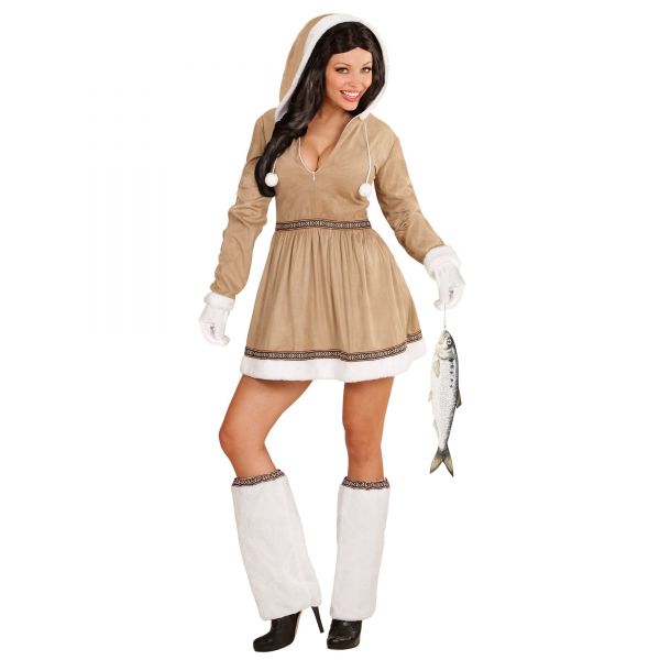 Eskimo (Kleid mit Kapuze, Stulpen, Handschuhe), XL - Widmann