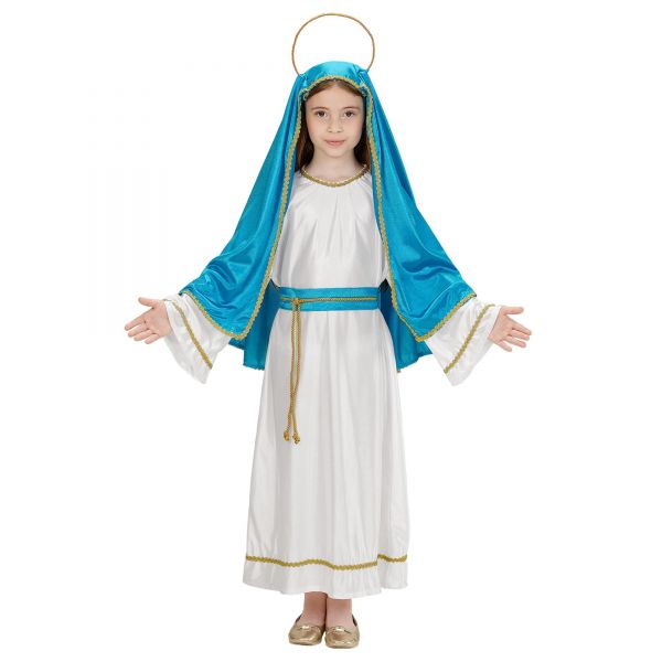 Heilige Maria (Tunika, Gürtel, Kopfbedeckung, Heiligenschein), 128 cm / 5-7 Jahre - Widmann