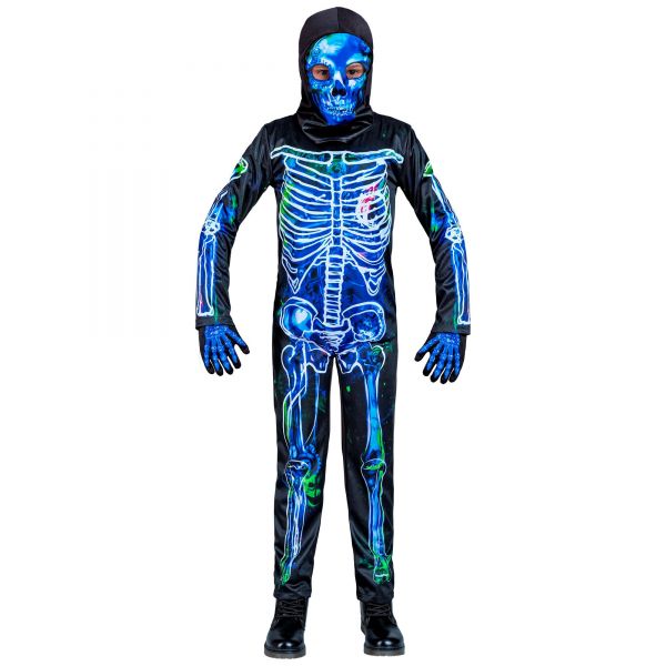 Verseuchtes Skelett (Overall, Maske mit Kapuze), 116 cm / 4-5 Jahre - Widmann