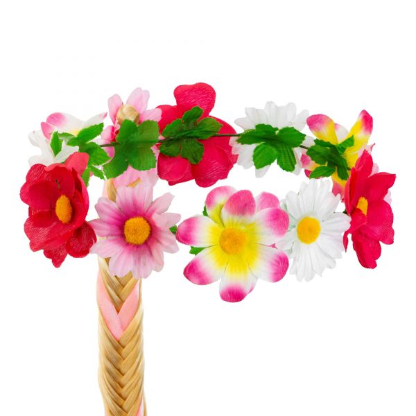 Stirnband / Haarband mit Zopf und Blumen, - Widmann