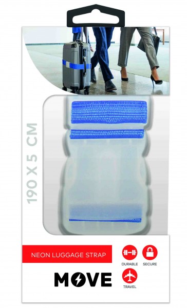 Move Neon Luggage Strap 190x5cm, Blue - Move