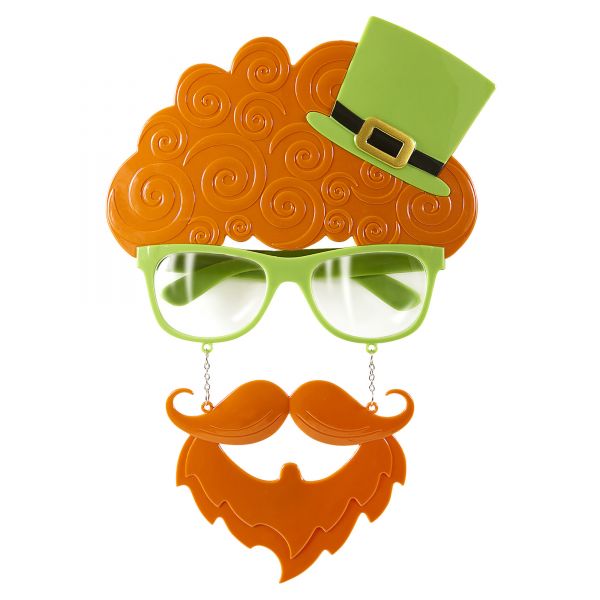 Brille St. Patrick's Day mit Brille und Schnauzbart, - Widmann