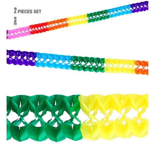 Set von 2 Multicolor Boa Girlanden 3 M - Ø 8 cm, - Widmann
