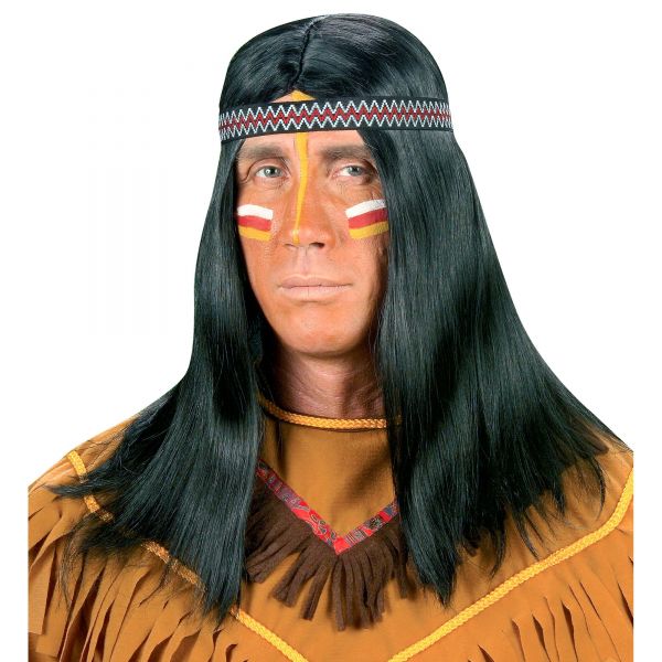 Perücke Indianer mit Stirnband, - Widmann