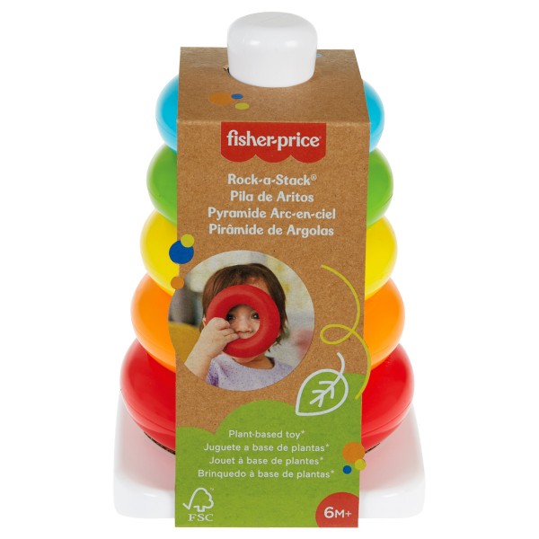 FISHER PRICE BABY Eco Farbring Pyramide 13x21x12.5 cm, 5 Ringe, Schaukelbasis, ab 6 Monaten - FISHER PRICE BABY