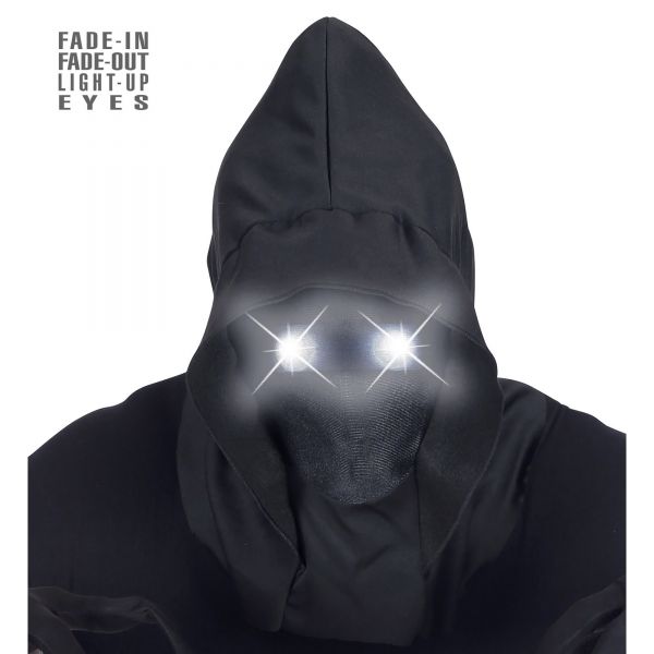 Maske Unsichtbares Gesicht mit Kapuze und Weissen Leuchtenden Augen - Fade-In-Fade Out Effekt, - Widmann