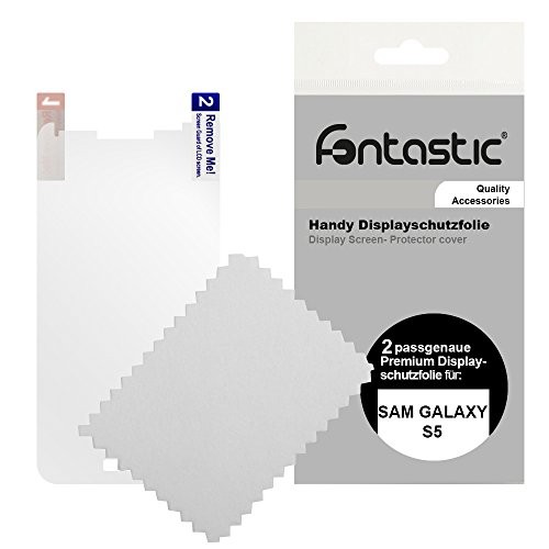 Fontastic S5 Schutzfolie glänzend 2 Stk. inkl Cleaning Tuch fuer Samsung Galaxy S5 - Fontastic
