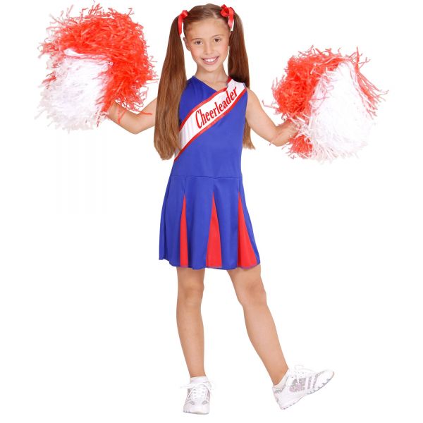 Blau/Rot Cheerleader (Kleid), 104 cm / 2-3 Jahre - Widmann