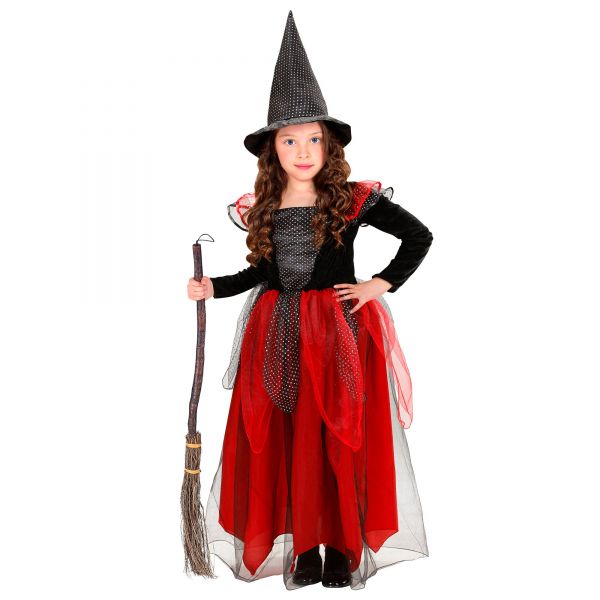 Hexe Schwarz/Bordeaux - (Kleid, Hut), 110/3-4 Jahre - Widmann