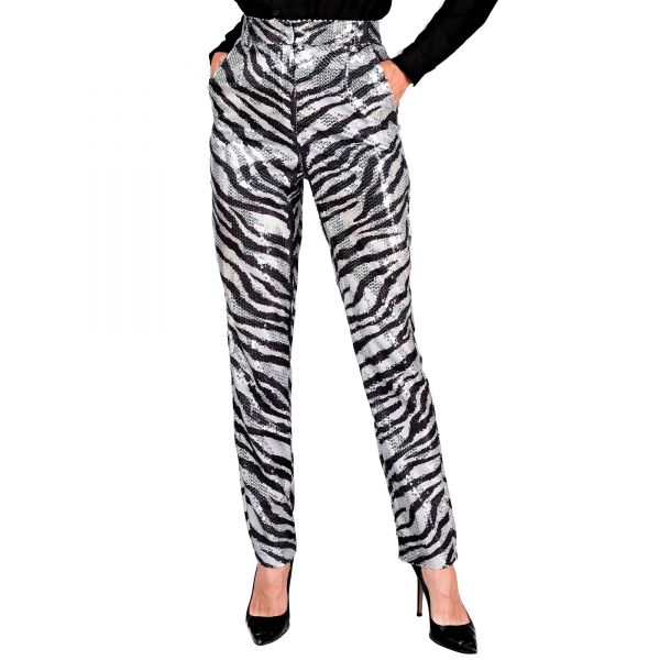 Party Fashion Hose (Paillettenhose in Zebramuster), S - Widmann