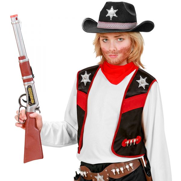 Cowboy - Schwarz (Weste), 128 cm / 5-7 Jahre - Widmann