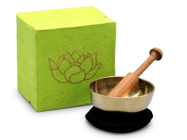 Klangschalen-Set in Box mini grün mit Lotus: geeignet zum Befüllen von Display EAN4250396256017 Soun - Klangschalen-Cent...