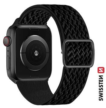 Swissten Nylonarmband für Apple Watch Schwarz 42 / 44 / 45 / 49 mm (with buckle) - Swissten