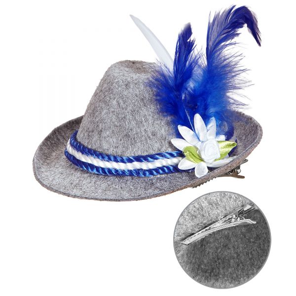 Minifedora Bayrisch mit Edelweiss & Federn Filz, - Widmann