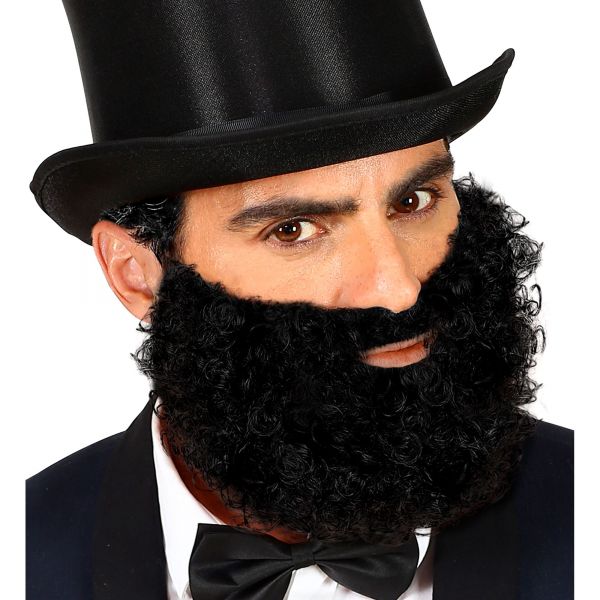 Lockiger Schwarzer Bart mit Schnurrbart, - Widmann